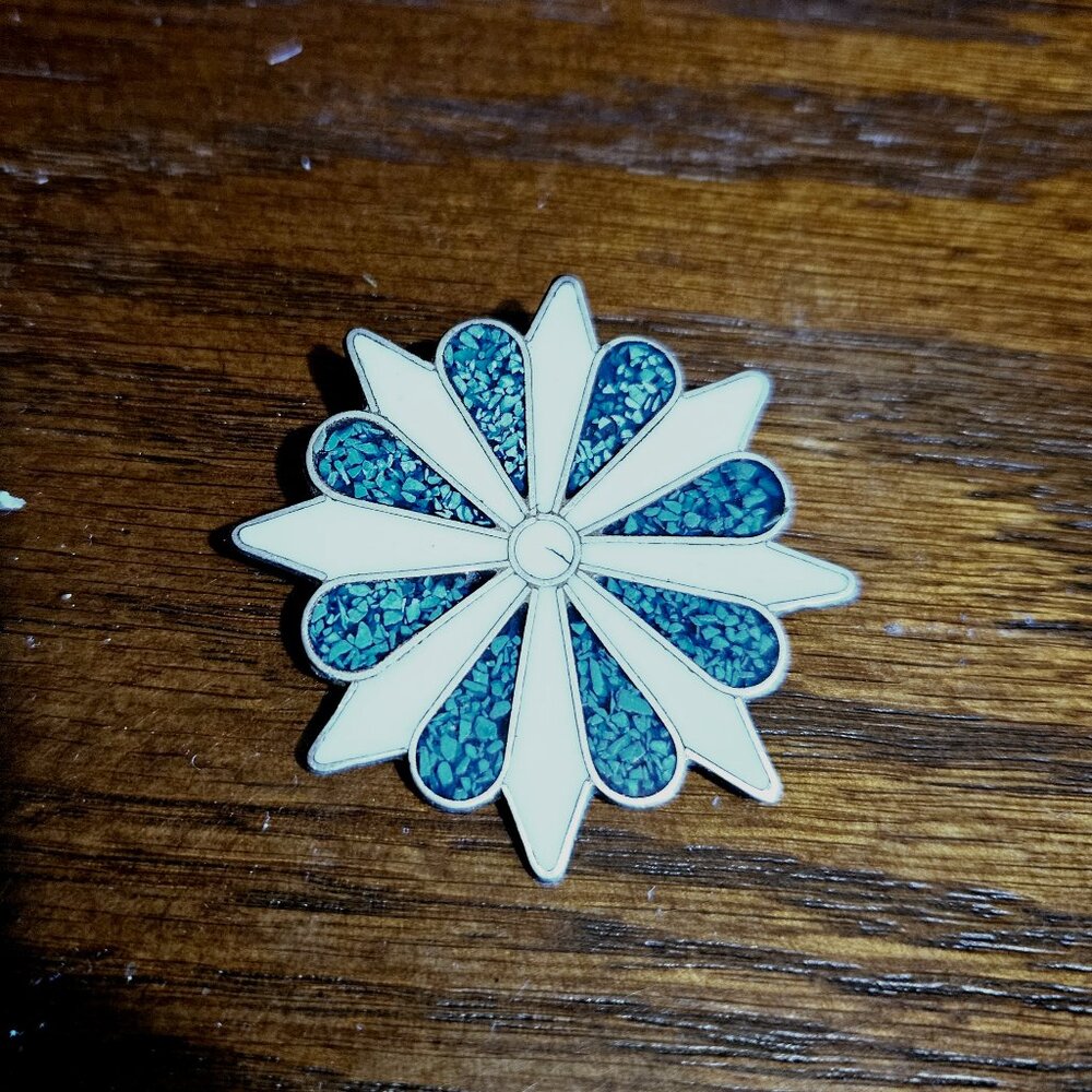 Sunburst - Mexican Alpaca Silver & Crushed Turquoise Brooch
